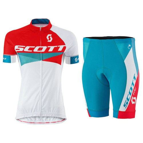 Tenue Maillot Cyclisme Courte + Cuissard Cycliste Scott RC Rouge-Blanc Femme 2016