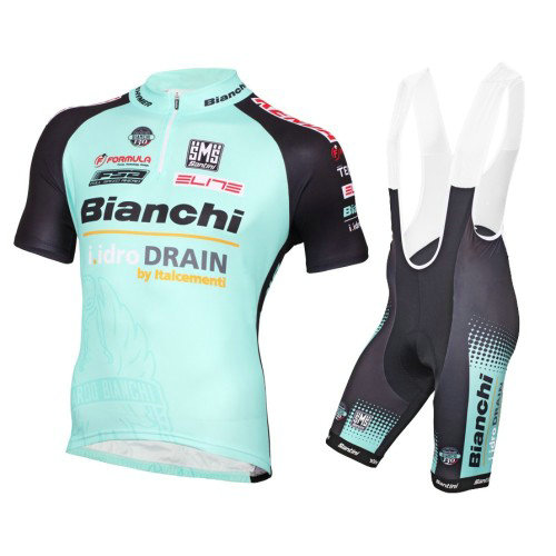 Equipement 2016 Tenue Maillot Cyclisme Courte + Cuissard à Bretelles Bianchi Active-TX Vert clair