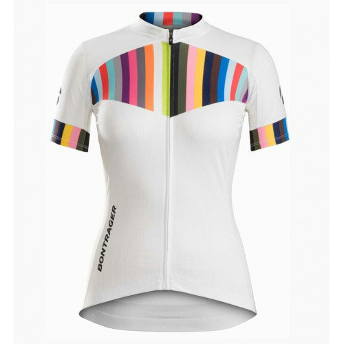 Maillot Cyclisme Manche Courte Bontrager Anara Femme Blanc et Color Stripes 2017
