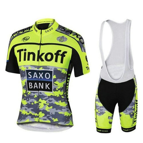 Tenue Maillot Cyclisme Courte + Cuissard à Bretelles Tinkoff Saxo Bank