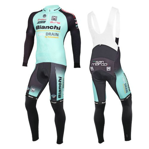 2016 Bianchi Active-TX Vert clair Tenue Maillot Cyclisme Longue + Collant à Bretelles