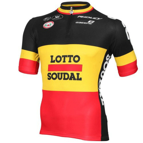 Maillot Cyclisme Manche Courte Lotto Soudal Belgique Champion 2016
