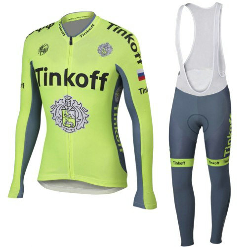 Tenue Maillot Cyclisme Longue + Collant à Bretelles Femme TINKOFF
