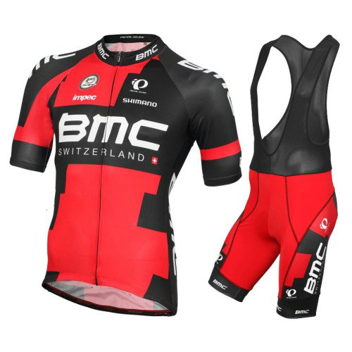 Equipement 2016 Tenue Maillot Cyclisme Courte + Cuissard à Bretelles BMC Racing Equipe