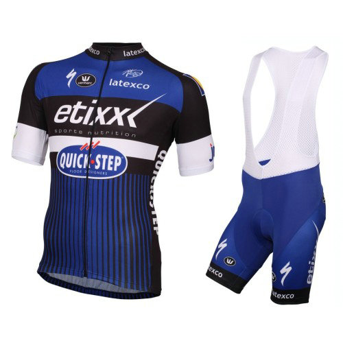 Equipement 2017 Etixx-Quick Step Bleu Tenue Maillot Cyclisme Courte + Cuissard à Bretelles