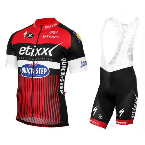 Equipement 2017 Etixx-Quick Step TDF Edition Rouge Tenue Maillot Cyclisme Courte + Cuissard à Bretelles
