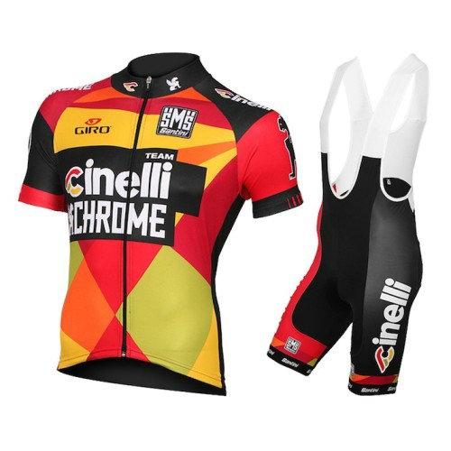 Equipement 2016 Tenue Maillot Cyclisme Courte + Cuissard à Bretelles Equipe Cinelli Chrome