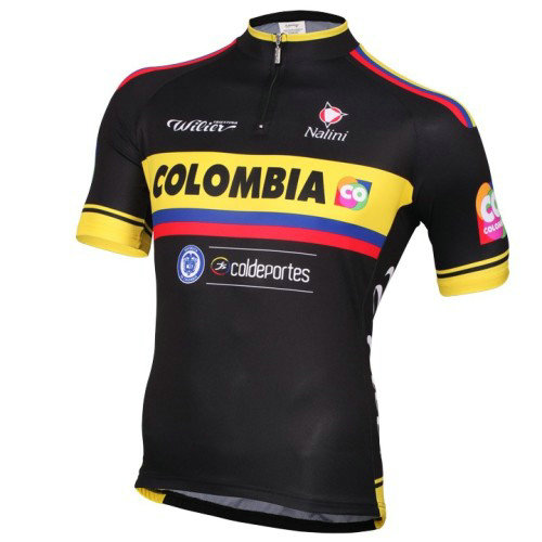 Maillot Cyclisme Manche Courte Equipe Colombia Noir 2016