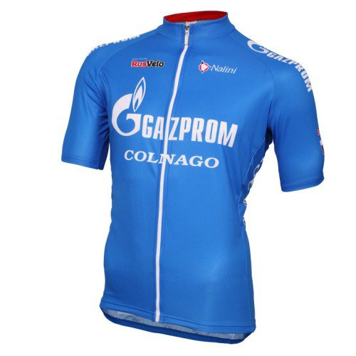 Maillot Cyclisme Manche Courte Gazprom-Rusvelo Colnago Bleu 2017