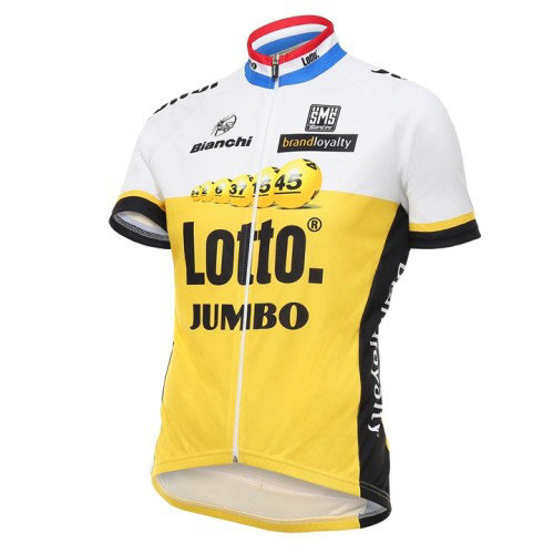 Maillot Cyclisme Manche Courte Lotto-Jumbo Jaune 2017