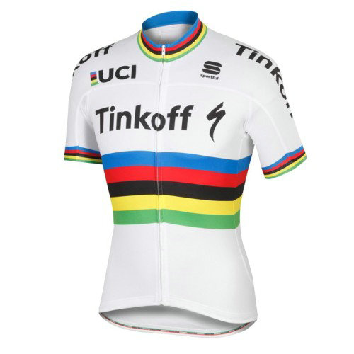 Maillot Cyclisme Manche Courte Tinkoff Race Equipe Champion du monde 2017