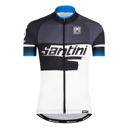 Maillot Cyclisme Manche Courte Santini Atom 2.0 Noir-Blanc-Bleu 2017