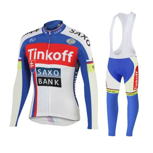 Tenue Maillot Cyclisme Longue + Collant à Bretelles TINKOFF SAXO BANK 3