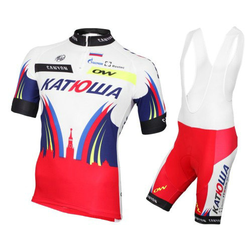 Tenue Maillot Cyclisme Courte + Cuissard à Bretelles Equipe Katusha 2016