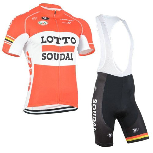 Tenue Maillot Cyclisme Courte + Cuissard à Bretelles LOTTO Orange