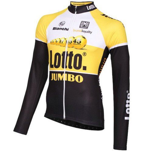 Maillot de Cyclisme Manche Longue Lotto NL-Jumbo Jaune 2016