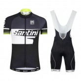 Boutique Equipement 2017 Santini Atom 2.0 Noir-Blanc-vert Tenue Maillot Cyclisme Courte + Cuissard à Bretelles Paris
