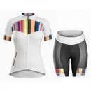 Equipement 2017 Tenue Maillot Cyclisme Courte + Cuissard Cycliste Bontrager Anara Femme Blanc et Color Stripes Promotions