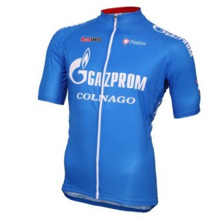 Maillot Cyclisme Manche Courte Gazprom-Rusvelo Colnago Bleu 2017 Prix France