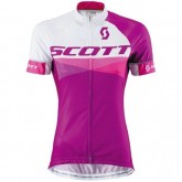Maillot Cyclisme Manche Courte Scott RC Blanc-violet Femme 2016 Pas Chere