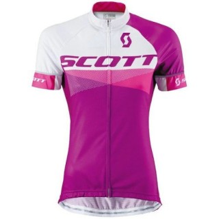 Maillot Cyclisme Manche Courte Scott RC Blanc-violet Femme 2016 Pas Chere