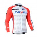 Maillot de Cyclisme Manche Longue Rouge Blanc Katusha Soldes Provence