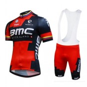 Tenue Maillot Cyclisme Courte + Cuissard à Bretelles BMC Racing Equipe 2016 2 Promos Code