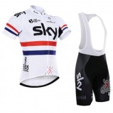Tenue Maillot Cyclisme Courte + Cuissard à Bretelles Sky Blanc Boutique France